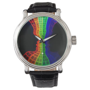Die Fontäne aus Liebe fluoreszierend farbiger Rege Armbanduhr