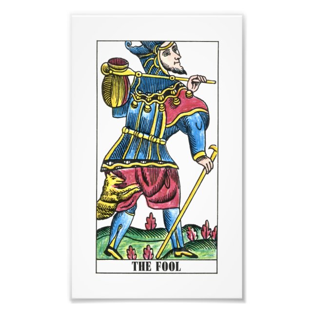 Die Fool- oder Jester-Tarot-Karte Fotodruck (Vorne)