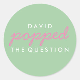 Die Frageopcorn-Begrüßungstafel-Aufkleber geklebt Runder Aufkleber