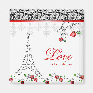 Die Franzose-Paris-Liebe-Magnet-Rote Rose Magnet