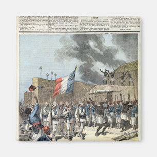 Die französische Flagge, die in den Abomey eindrin Magnet