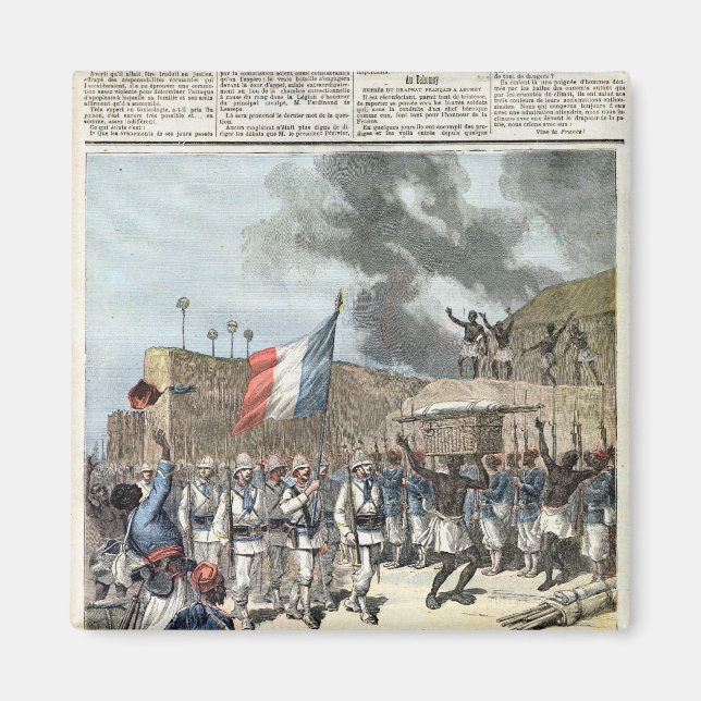 Die französische Flagge, die in den Abomey eindrin Magnet (Vorne)