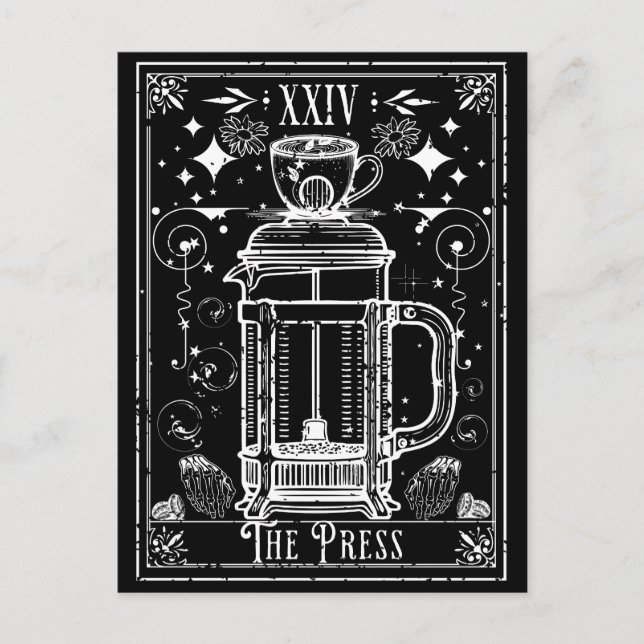 Die französische Pressekaffee-Tarot-Karte Postkarte (Vorderseite)