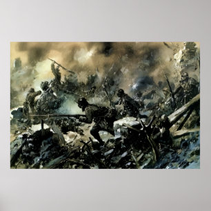 Die französische Schlacht von Verdun gegen die Sch Poster