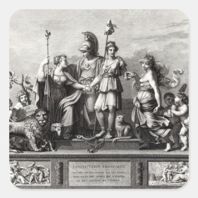 Die französische Verfassung Quadratischer Aufkleber (Vorderseite)