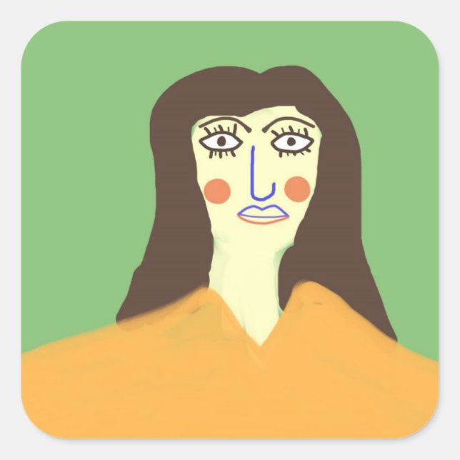 die Frau abstrakte Kunst Quadratischer Aufkleber (Vorderseite)