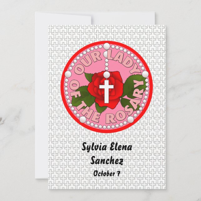 Die Frau des Rosenkranzes lädt Einladung (Vorderseite)