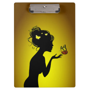 Die Frau Gelbschmetterlinge Klemmbrett