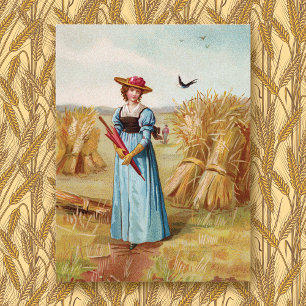 Die Frau im Feld Postkarte