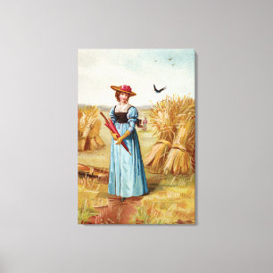 Die Frau im Weizenfeld Wrapped Canvas Print Leinwanddruck
