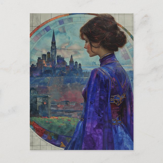 Die Frau in Blau Postkarte (Vorderseite)