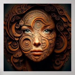 Die Frau in den Spiralen #2 Digitales Abstrakt Poster