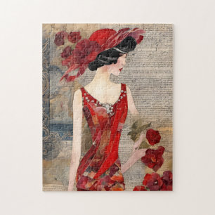 Die Frau in einem roten Kleid Collage