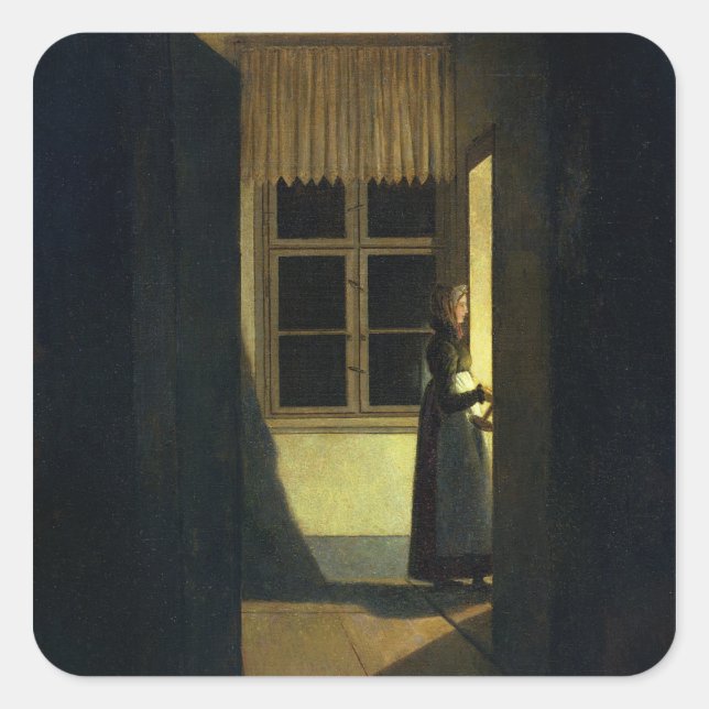 Die Frau mit dem Candlestick, 1825 Quadratischer Aufkleber (Vorderseite)
