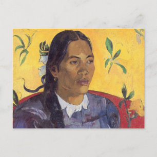 Die Frau mit der Blume - Paul Gauguin Postkarte