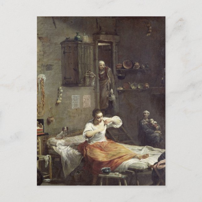 Die Frau mit der Flöhe Postkarte (Vorderseite)