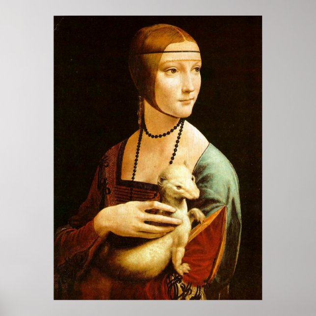 Die Frau mit einem Ermine, Leonardo Da Vinci Poster (Vorne)