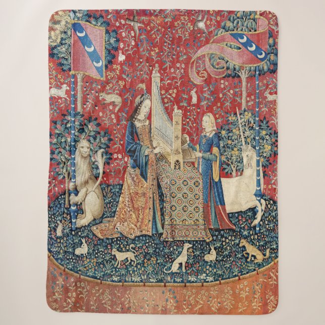 Die Frau und das Einhorn, hörend Sherpadecke (Vorderseite)