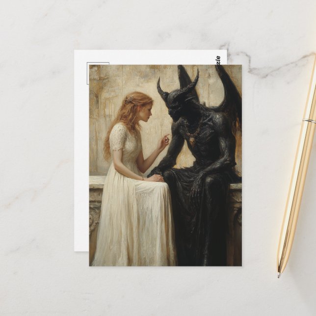 Die Frau und der Dämon Postkarte (Vorderseite/Rückseite Beispiel)