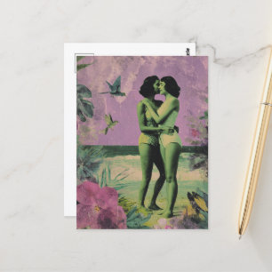 Die Frauen am Strand, die Geheimnisse erzählen Postkarte