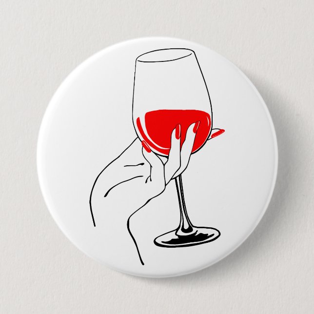Die Frauen halten Weinglas-Kunst in Händen Button (Vorderseite)
