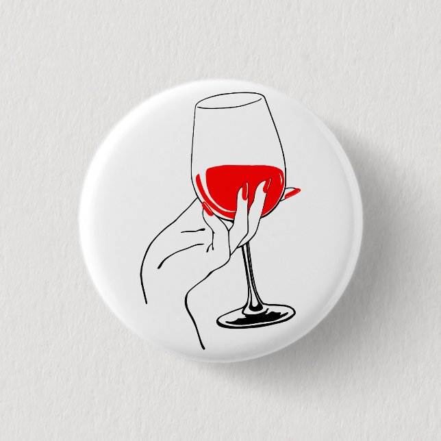 Die Frauen halten Weinglas-Kunst in Händen Button (Vorderseite)