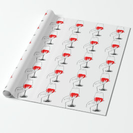 Die Frauen halten Weinglas-Kunst in Händen Geschenkpapier