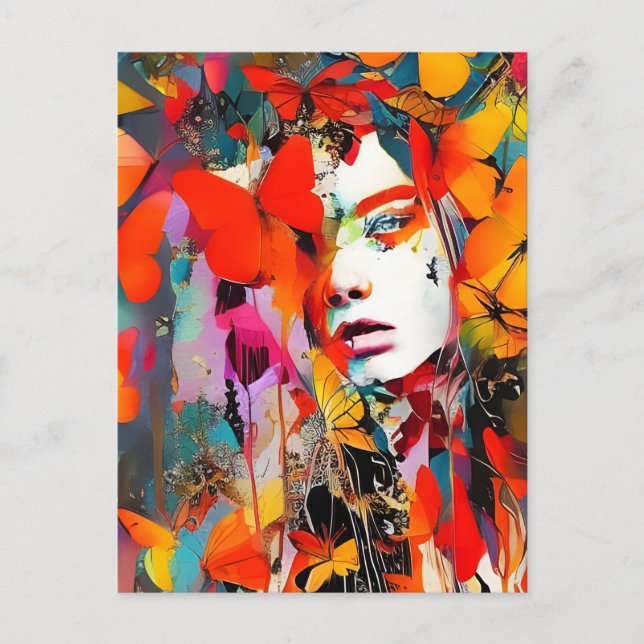 Die Frauen stehen vor den Schmetterlingen Postkarte (Vorderseite)