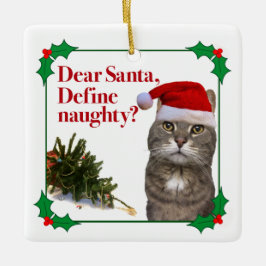 Die freche Katzen-Weihnachtsquadrat-Verzierung Keramikornament