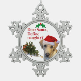 Die freche Labrador-Zinn-Verzierung Schneeflocken Zinn-Ornament