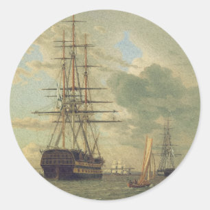 Die Fregatte auf Reede vor Anker Runder Aufkleber