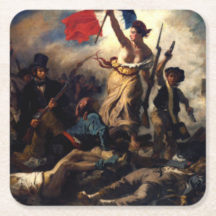 Die Freiheit, die das Volk führt, Eugene Delacroix Rechteckiger Pappuntersetzer