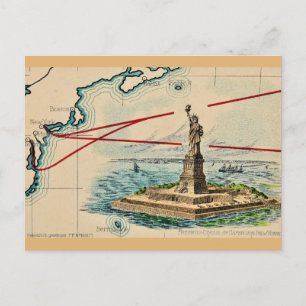 Die Freiheitsstatue der Vintagen Postkarte