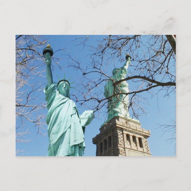 Die Freiheitsstatue, Liberty Island, NYC Postkarte (Vorderseite)
