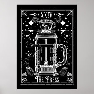 Die French Press Kaffee Tarot Karte Poster