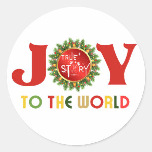 Die Freude am Weihnachtskranz der Welt Runder Aufkleber