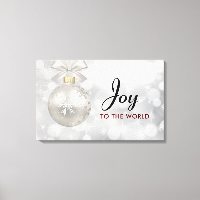 Die Freude am Welt Elegant Silver Christmas Ball Leinwanddruck (Vorderseite)