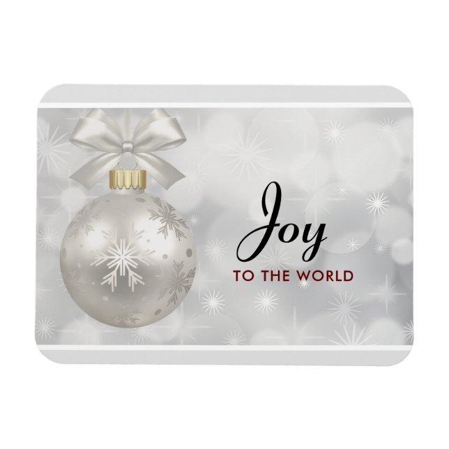 Die Freude am Welt Elegant Silver Christmas Ball Magnet (Horizontal)