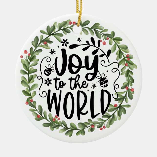 Die Freude am Weltwatercolor-Kranz Keramik Ornament (Vorne)