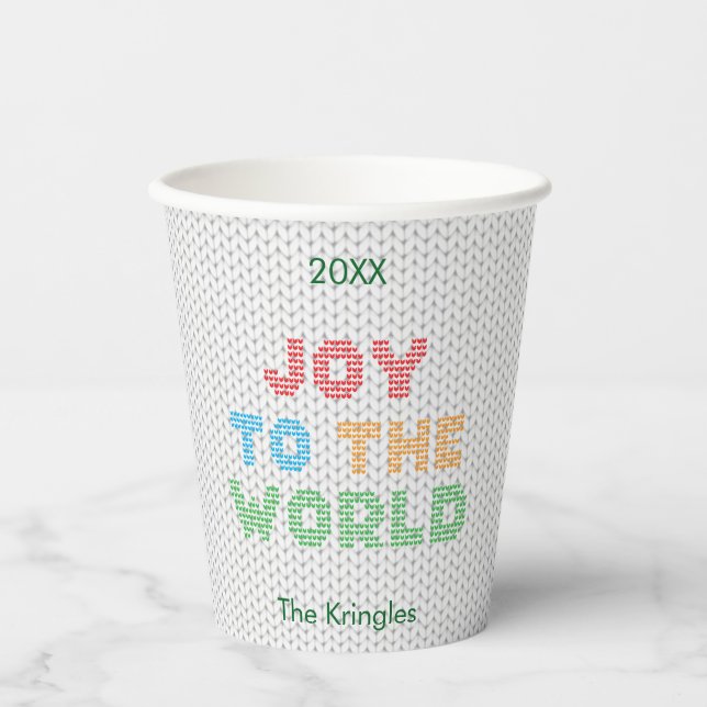 Die Freude an der Weihnachtsweihnachtskrater Typog Pappbecher (Vorderseite)