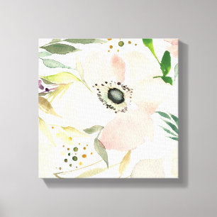 Die Freude Aquarell-Blumendem muster an des Weiß- Leinwanddruck