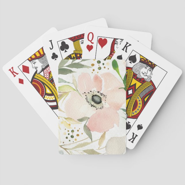 Die Freude Aquarell-Blumendem muster an des Weiß-| Spielkarten (Rückseite)