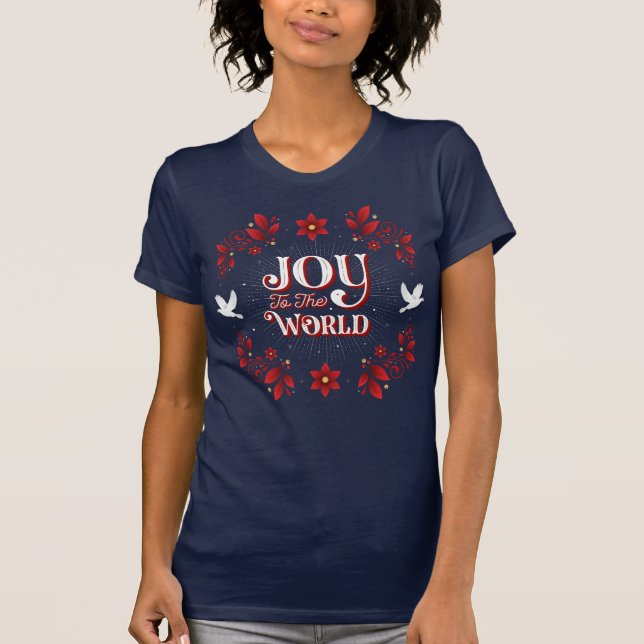 Die Freude der Frauen zum Weltweihnachtsblau T-Shirt (Vorderseite)