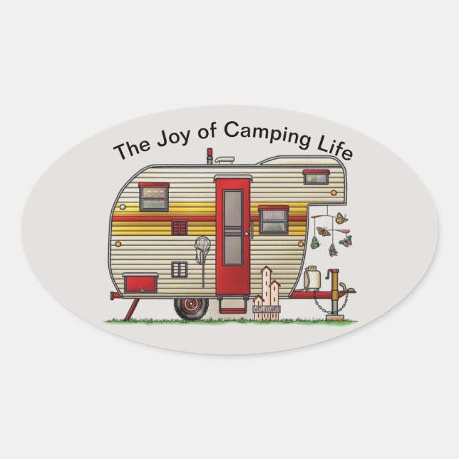 Die Freude des Camping Life Trailer Ovaler Aufkleber (Vorderseite)