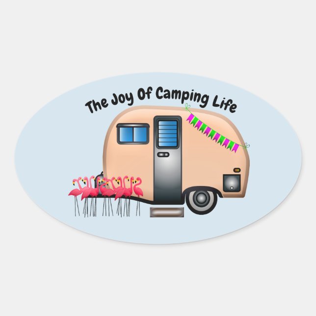 Die Freude des Campings Ovaler Aufkleber (Vorderseite)