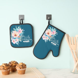 Die Freude des Herrn floral Ofenhandschuh & Topflappen-Set