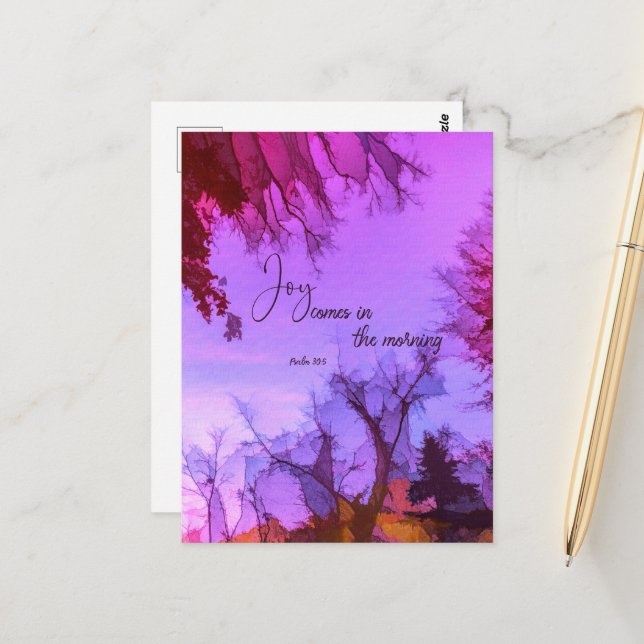 Die Freude kommt am Morgen Postkarte (Vorderseite/Rückseite Beispiel)