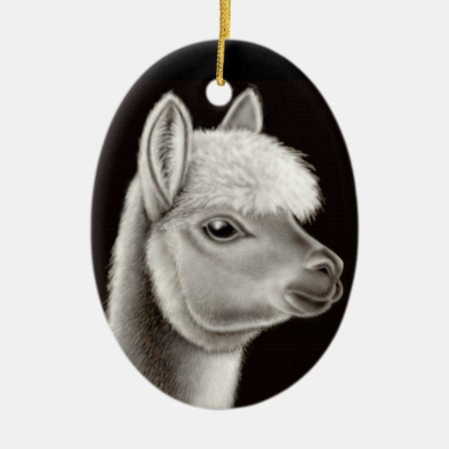 Die freundliche Alpaka-Verzierung Keramik Ornament (Vorne)