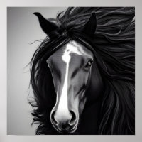 Die Friesian Black & White Digital Portrait Print