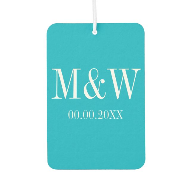 Die frische Luft des hellrosa und türkisfarbenen H Autolufterfrischer (Vorderseite)